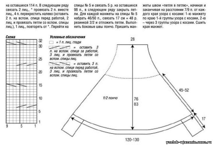 Пончо женское вязаное спицами схемы